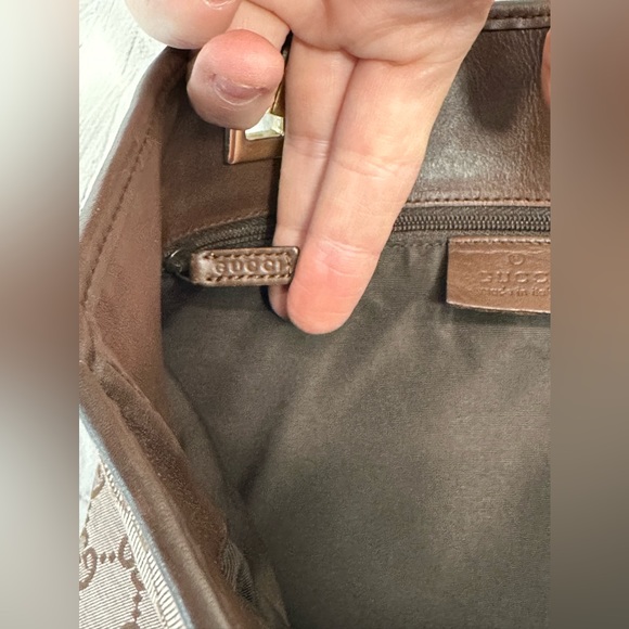 GUCCI GG canvas tote leather EXC COND signature print classic luxury bag - Picture 9 of 10